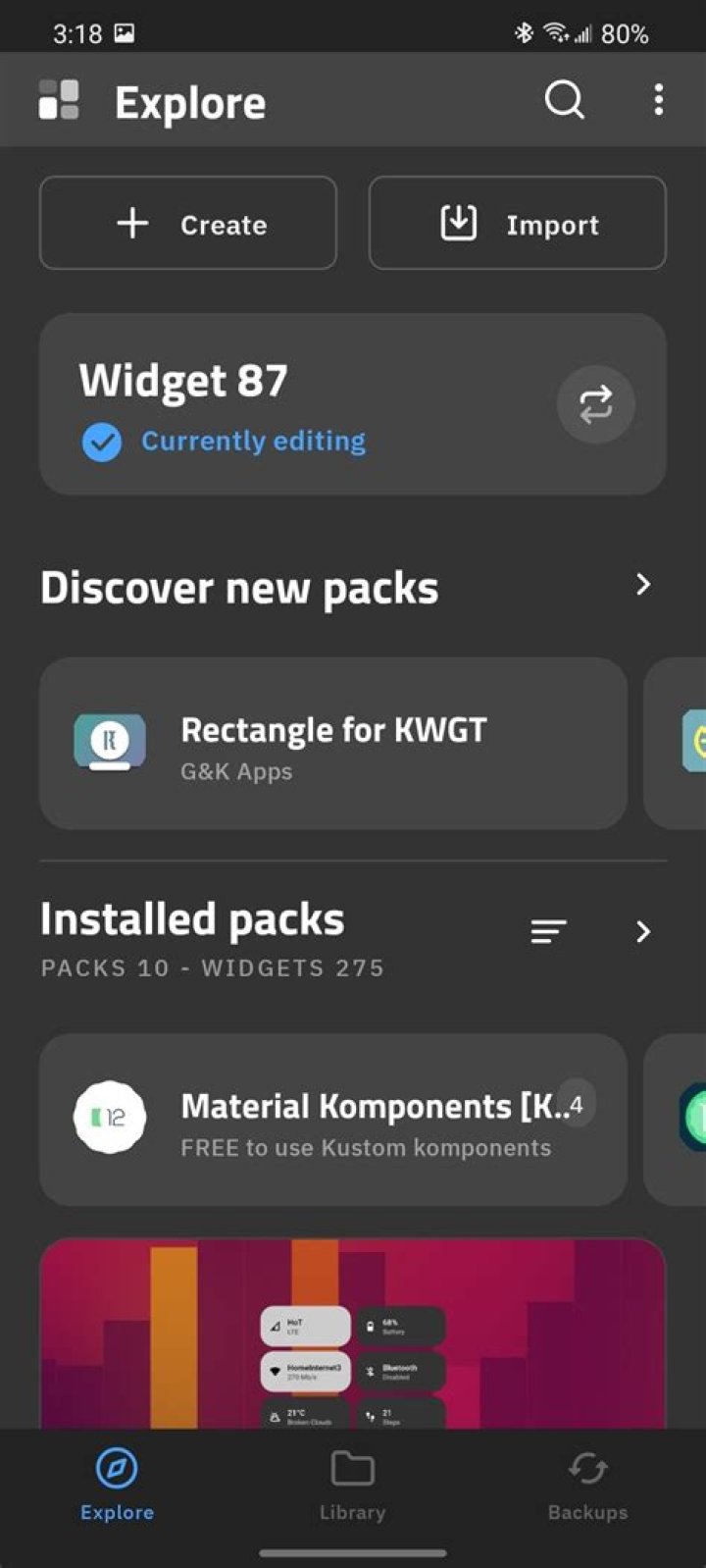Adding Kwgt Komponent