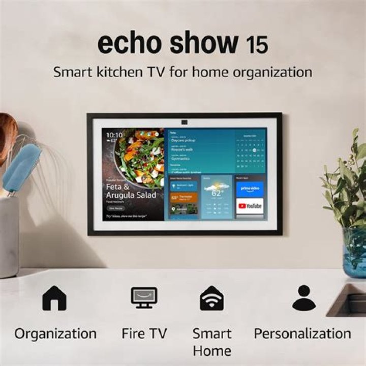 Amazon Echo Show 15 showing widgets like weather and notes