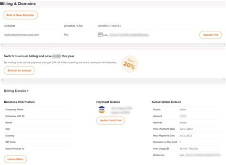Click Billing Details