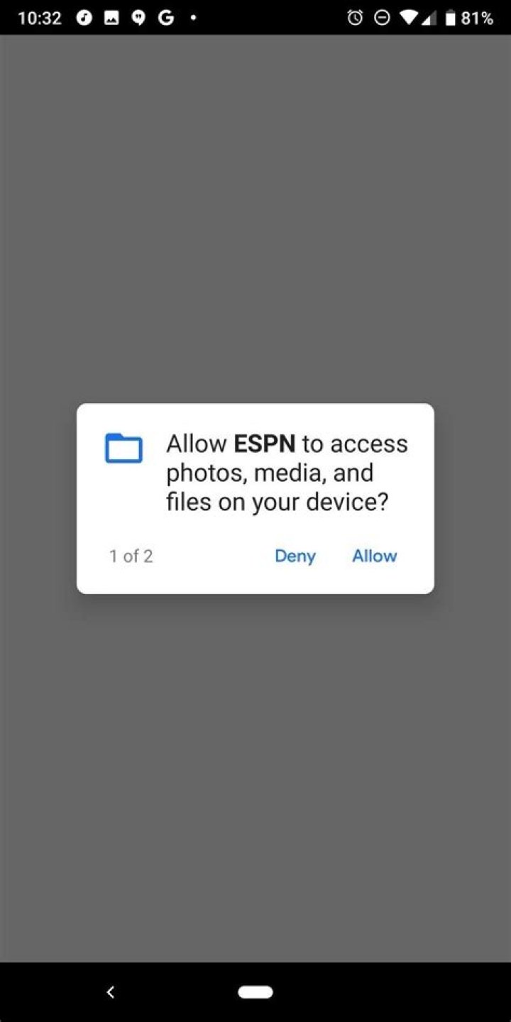 ESPN app Android App Permissions screen
