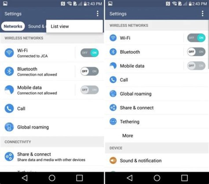 LG G4 Settings View
