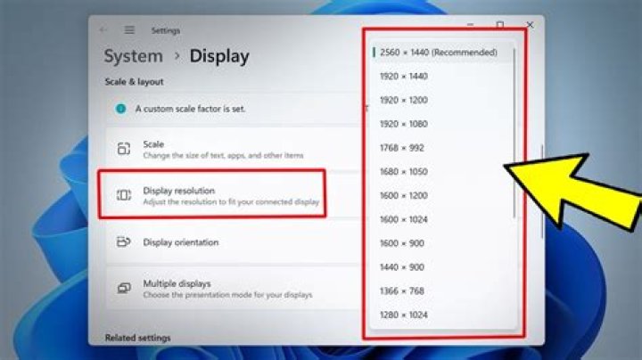 Screen resolution options