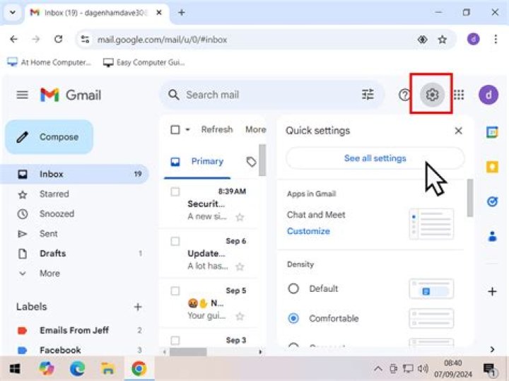 Select Offline Mode Gmail Settings Chromebook