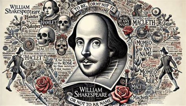 Shakespeare's Macbeth with old books and a blood hand