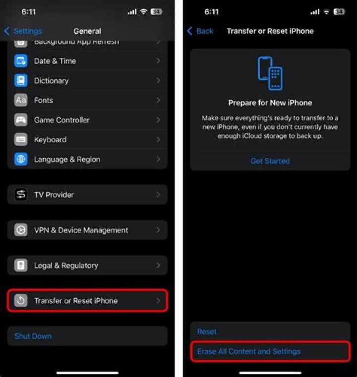 Tap reset device then erase everything