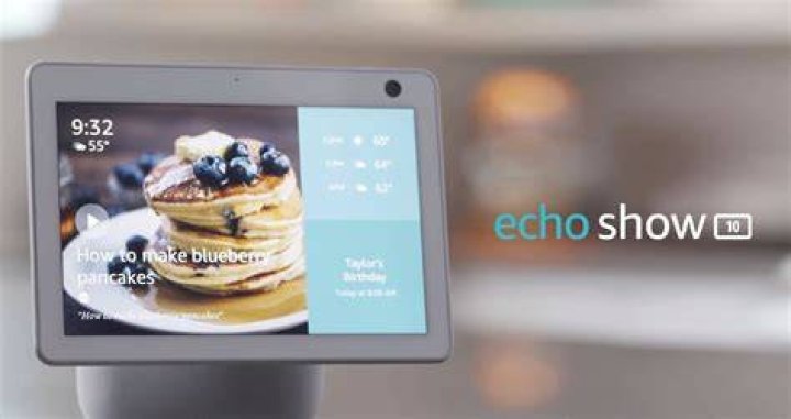 The Amazon Echo Show 10 compared to an Echo Dot and Fire HD 8 in size
